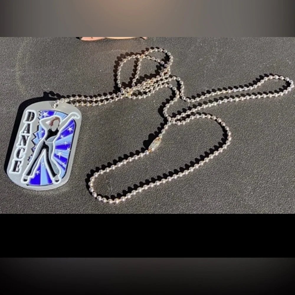 Dance dog tag ball chain award trophy hip hop style necklace unisex engravable